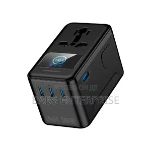 Powerology VoltVoya Travel Adapter With PD 100W TFT Display Type-C X4