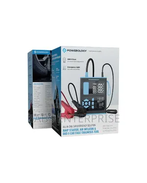 Powerology 15200mAh Portable Power Bank Jump Starter Tire Inflator OBD