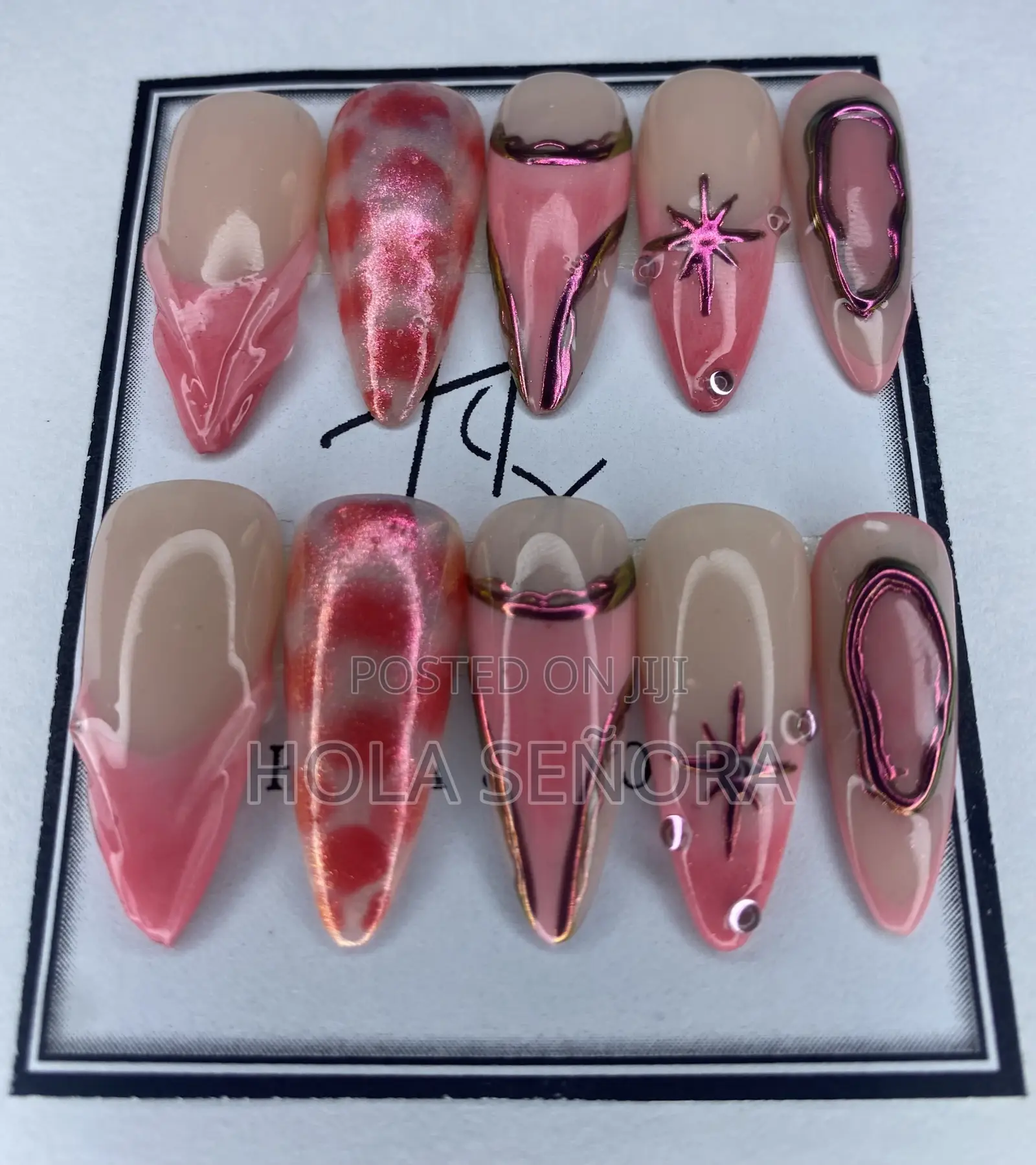 Handmade Pink Chrome Press-on Nails
