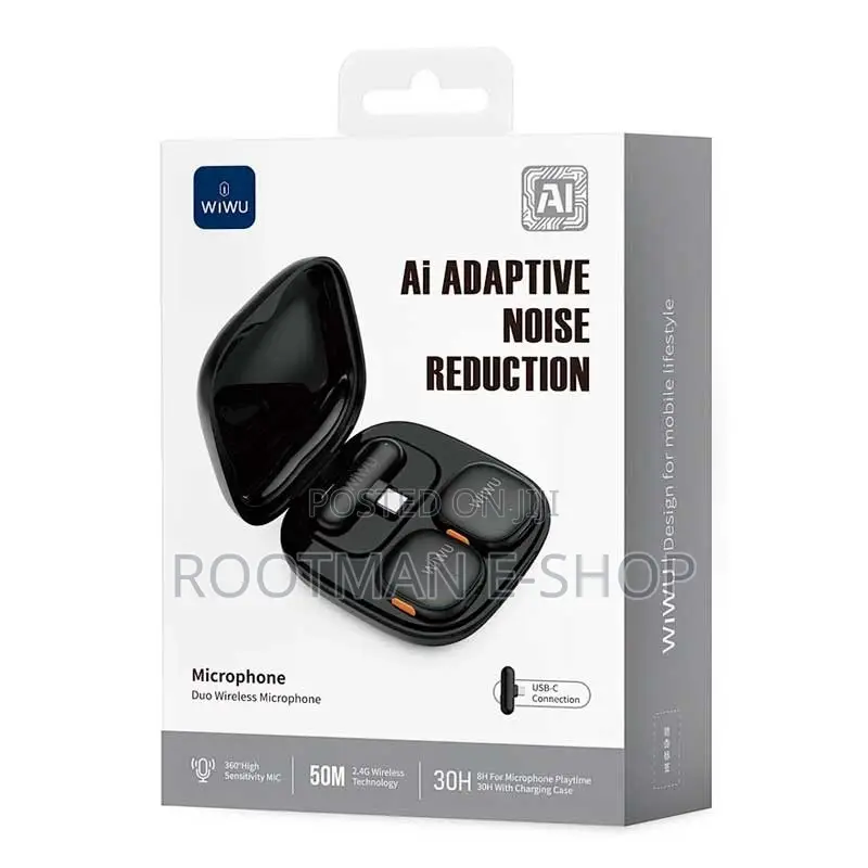 WiWU Wi-Wm006 AI-Powered Noise-Cancelling Wireless Lavalier Microphone
