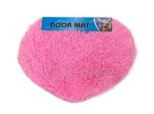 Pink Heart Fluffy Shaggy Door Mat - Soft and Thick Bedroom Mat