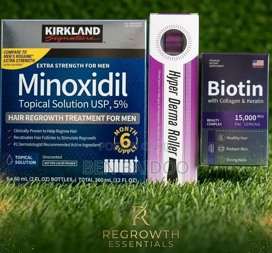 Kirkland Minoxidil Box,Derma Roller Biotin (Regrowth Essentials)