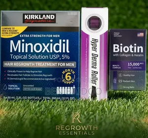 Kirkland Minoxidil Box,Derma Roller Biotin (Regrowth Essentials)