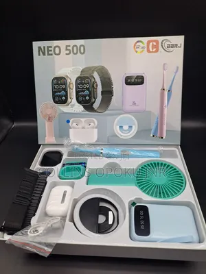 12-in-1 Smart Watch Combo Set - Airpod, Fan, Power Bank, Brush - BLUE