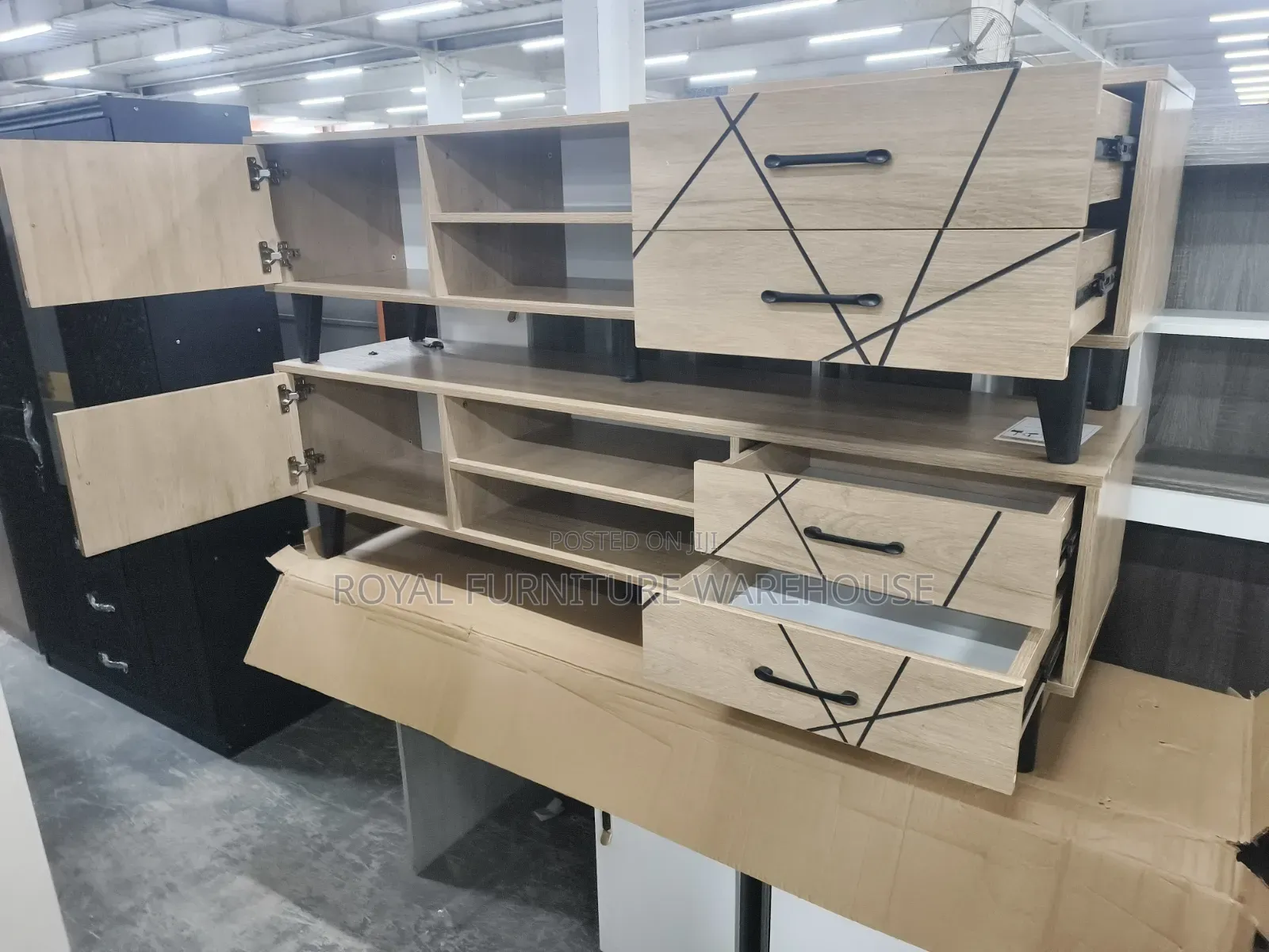 Modern Light Oak TV Stand.