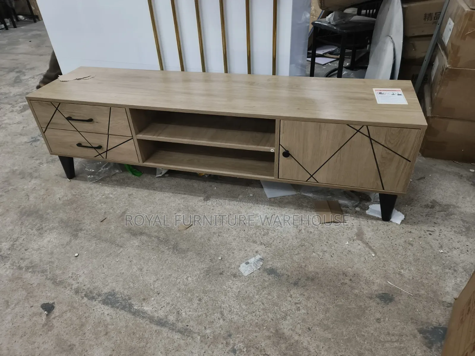 Modern Light Oak TV Stand.