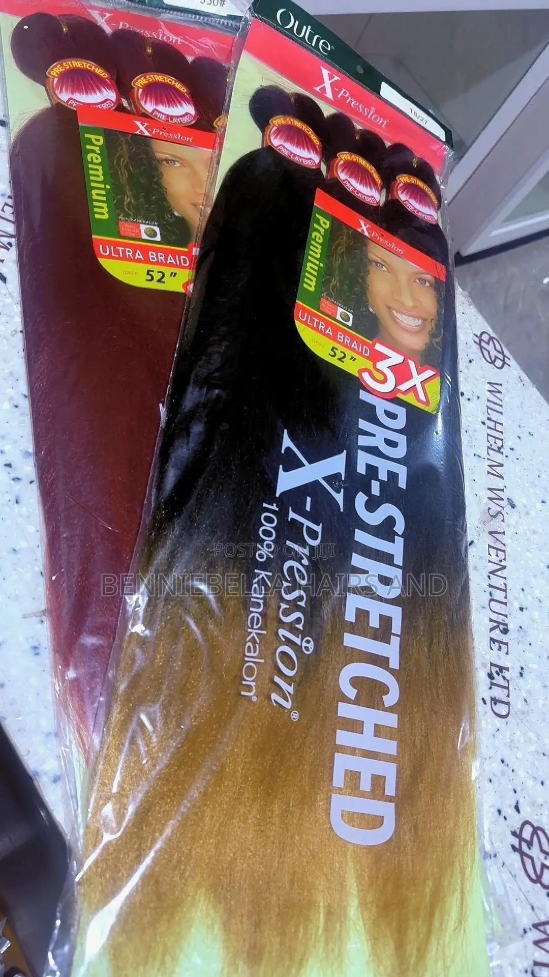 French Curls, Bone Straight, Outre, and X-Pression Hair Extensions