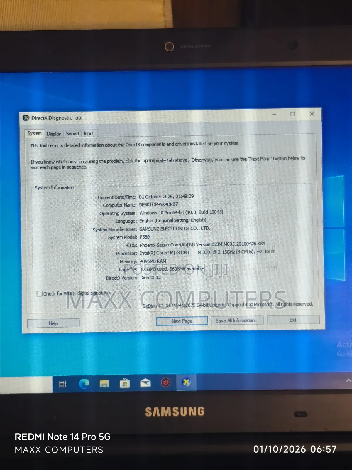 Laptop Samsung P580 6GB Intel Core i3 HDD 500GB