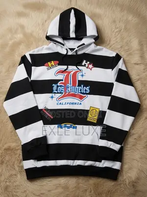 Black White Los Angeles Heaven Striped Hoodie