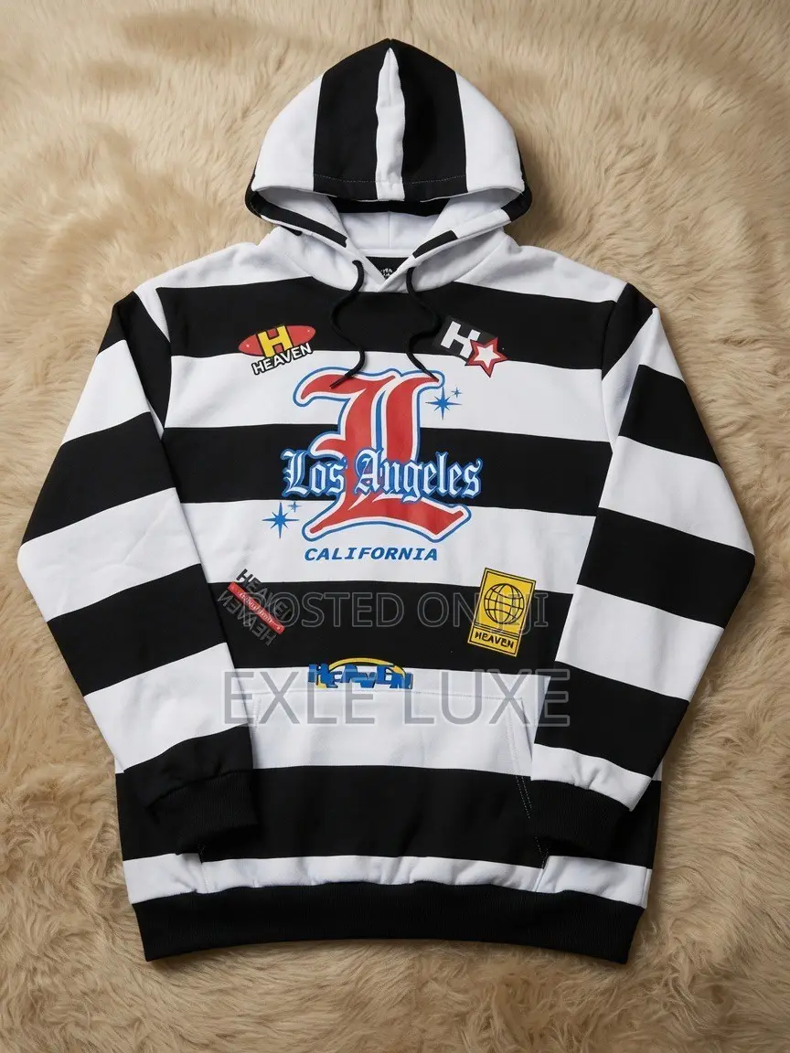 Black White Los Angeles Heaven Striped Hoodie