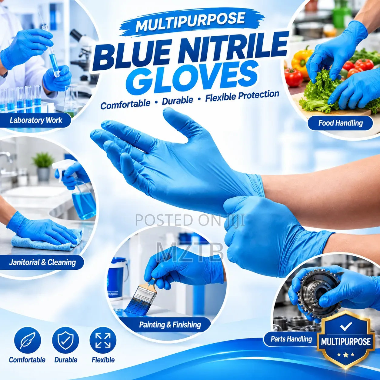 100 Blue Nitrile Gloves
