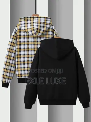 Black White “VALE STATE” Plaid Pullover Hoodie