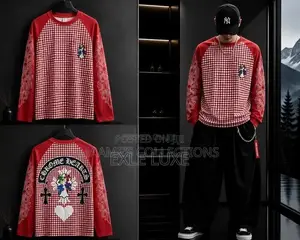 Red White Chrome Hearts Checkered Long-Sleeve Shirt