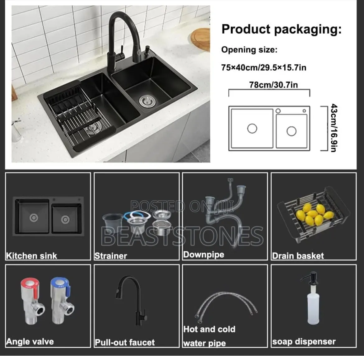 Black Luxury Stainless Steel Sink