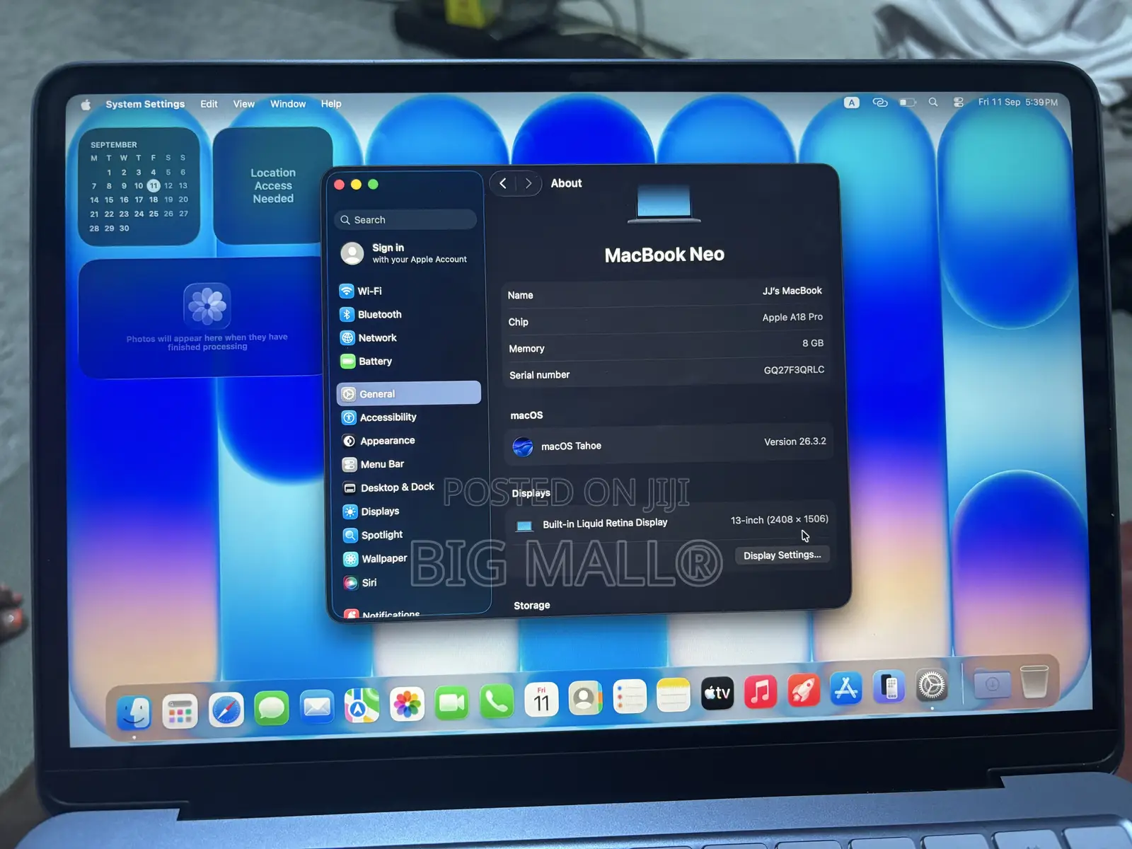 New Laptop Apple MacBook Neo 2026 8GB Intel Core i5 SSD 256GB
