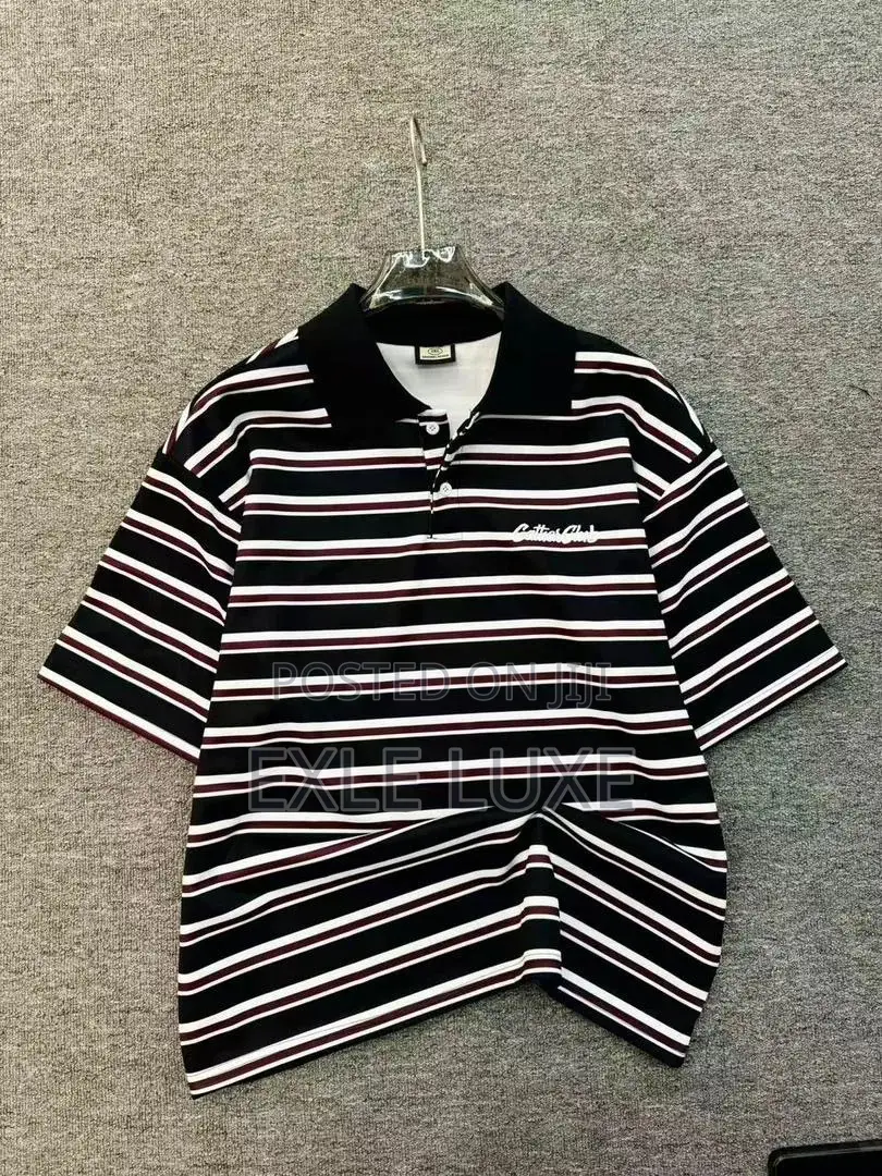 Navy Blue Striped Polo Shirt