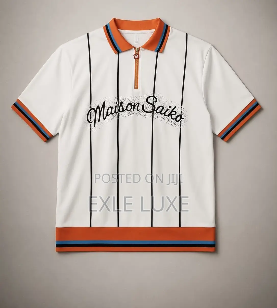 White “Maison Saiko” Zip-Up Polo Shirt