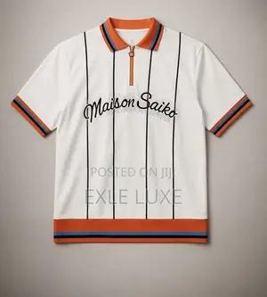 White “Maison Saiko” Zip-Up Polo Shirt