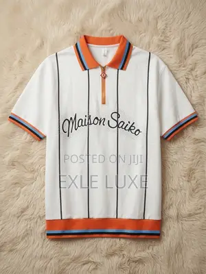 White “Maison Saiko” Zip-Up Polo Shirt