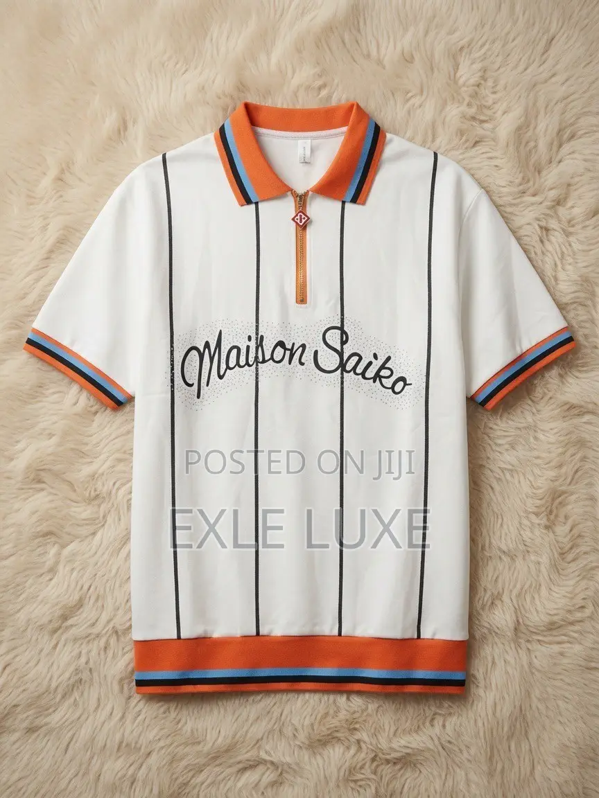 White “Maison Saiko” Zip-Up Polo Shirt