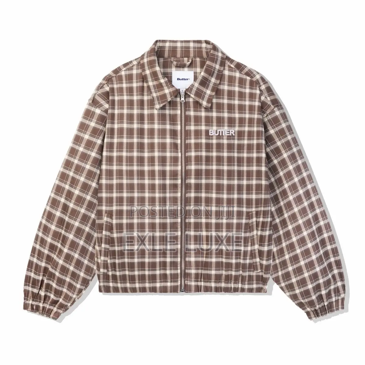 PURE SAINT” Plaid Zip-Up Jacket