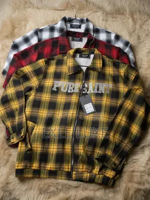 PURE SAINT” Plaid Zip-Up Jacket