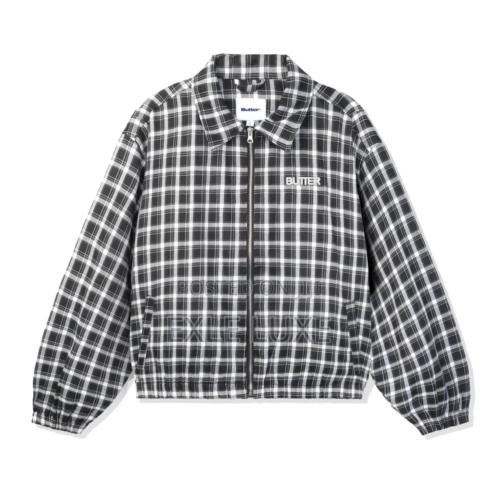 PURE SAINT” Plaid Zip-Up Jacket