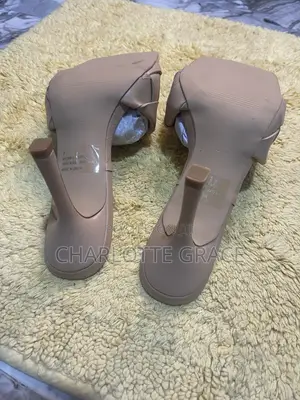 Beige EGO Leather Square Toe High Heel Mules