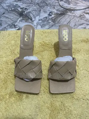 Beige EGO Leather Square Toe High Heel Mules