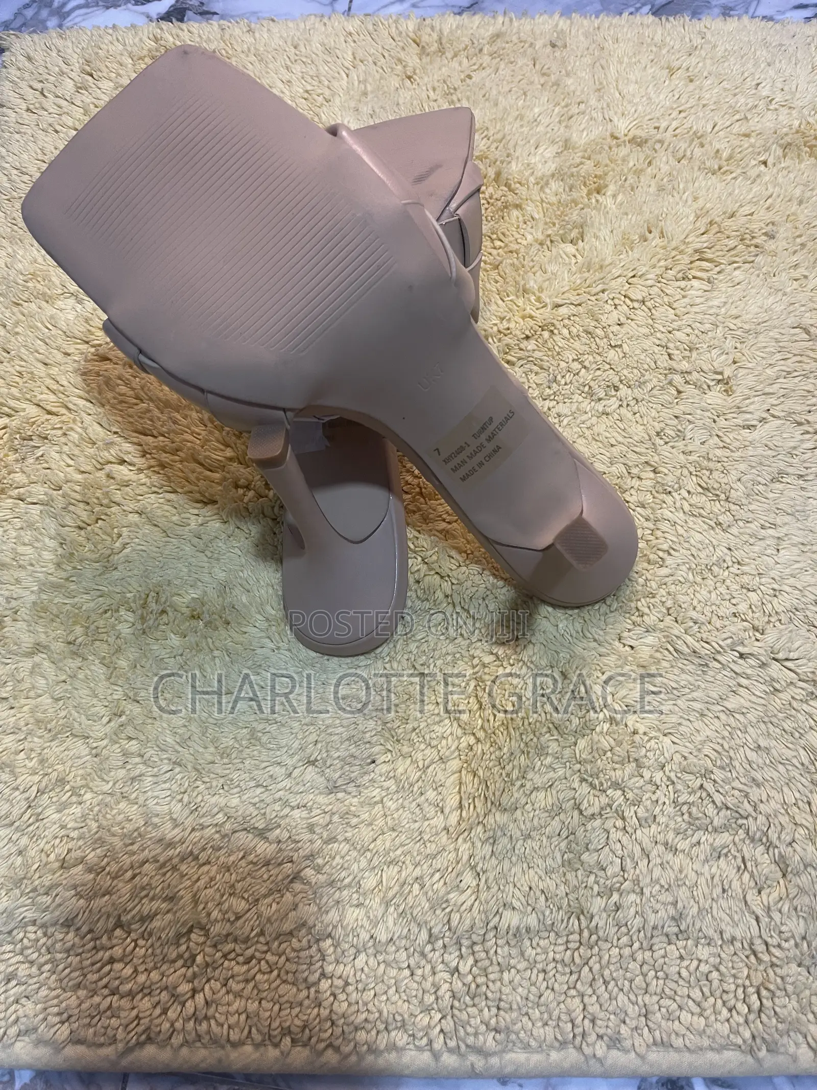 Beige EGO Leather Square Toe High Heel Mules