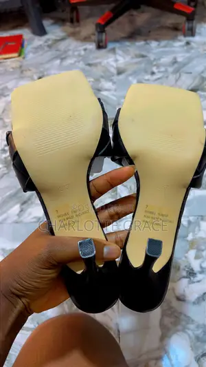 EGO Black Leather Square Toe High Heel Mules