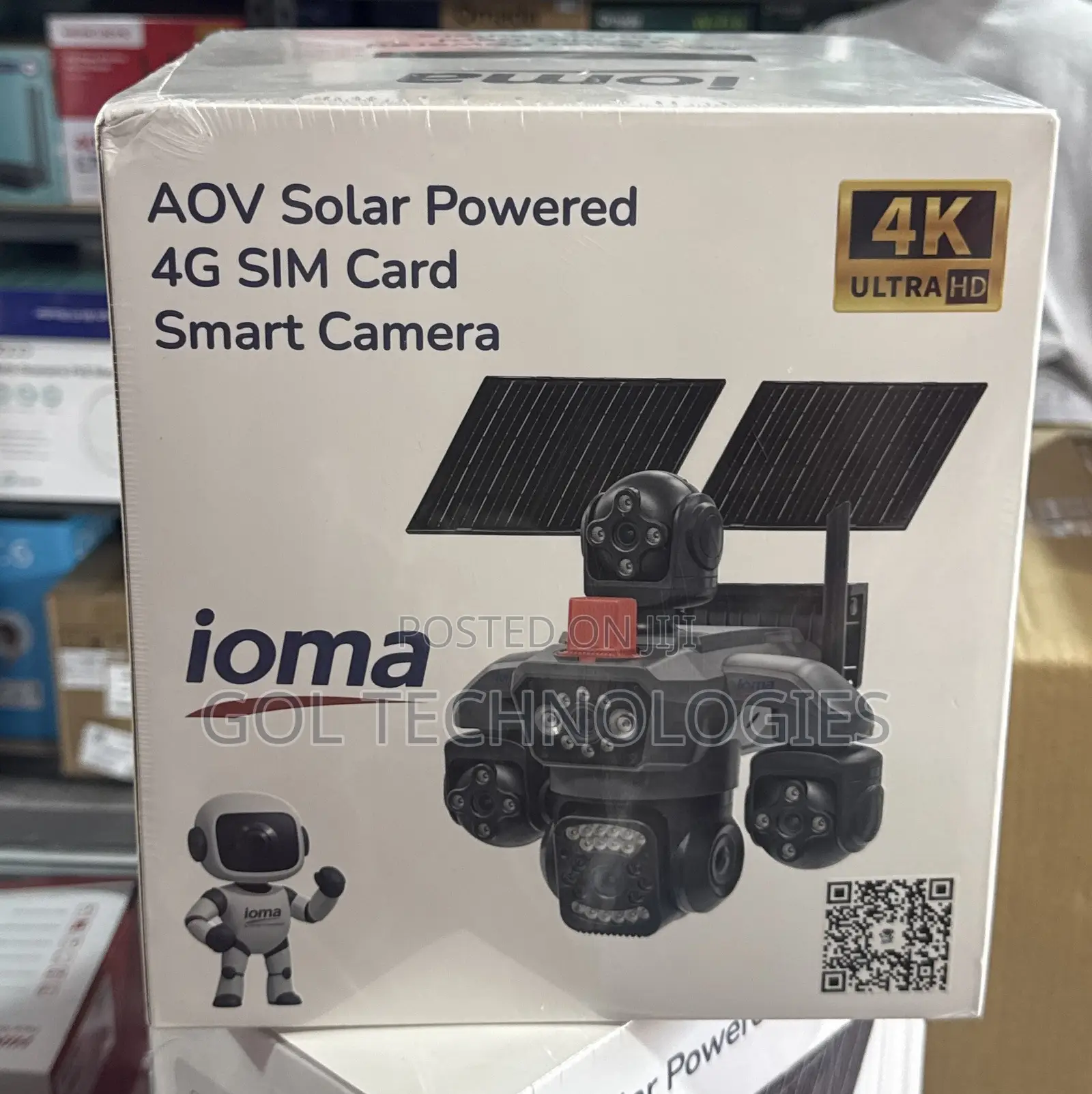 iOMA AOV Solar Powered 4G SIM Card Smart Camera 5 LENS IO-S84 4x4MP
