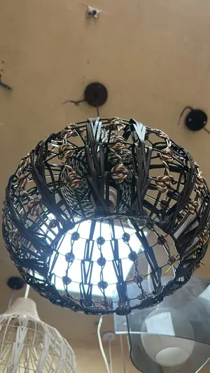 Black Woven Rattan Pendant Light