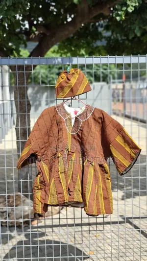 Blue & Brown Fugu Top | African Traditional Wear | Ghana Made