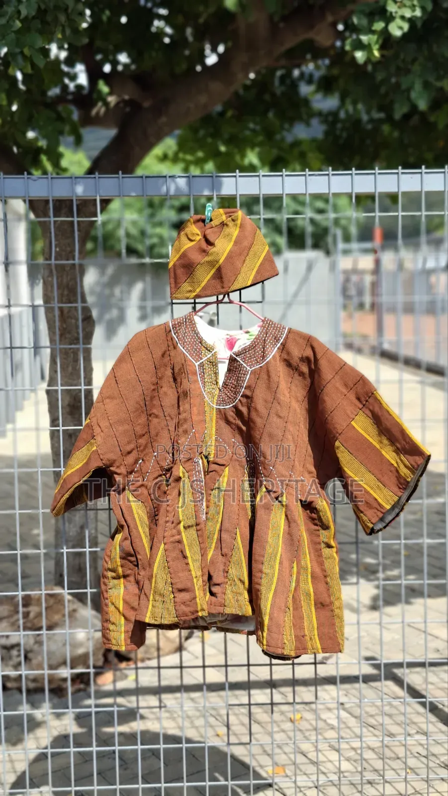 Blue & Brown Fugu Top | African Traditional Wear | Ghana Made