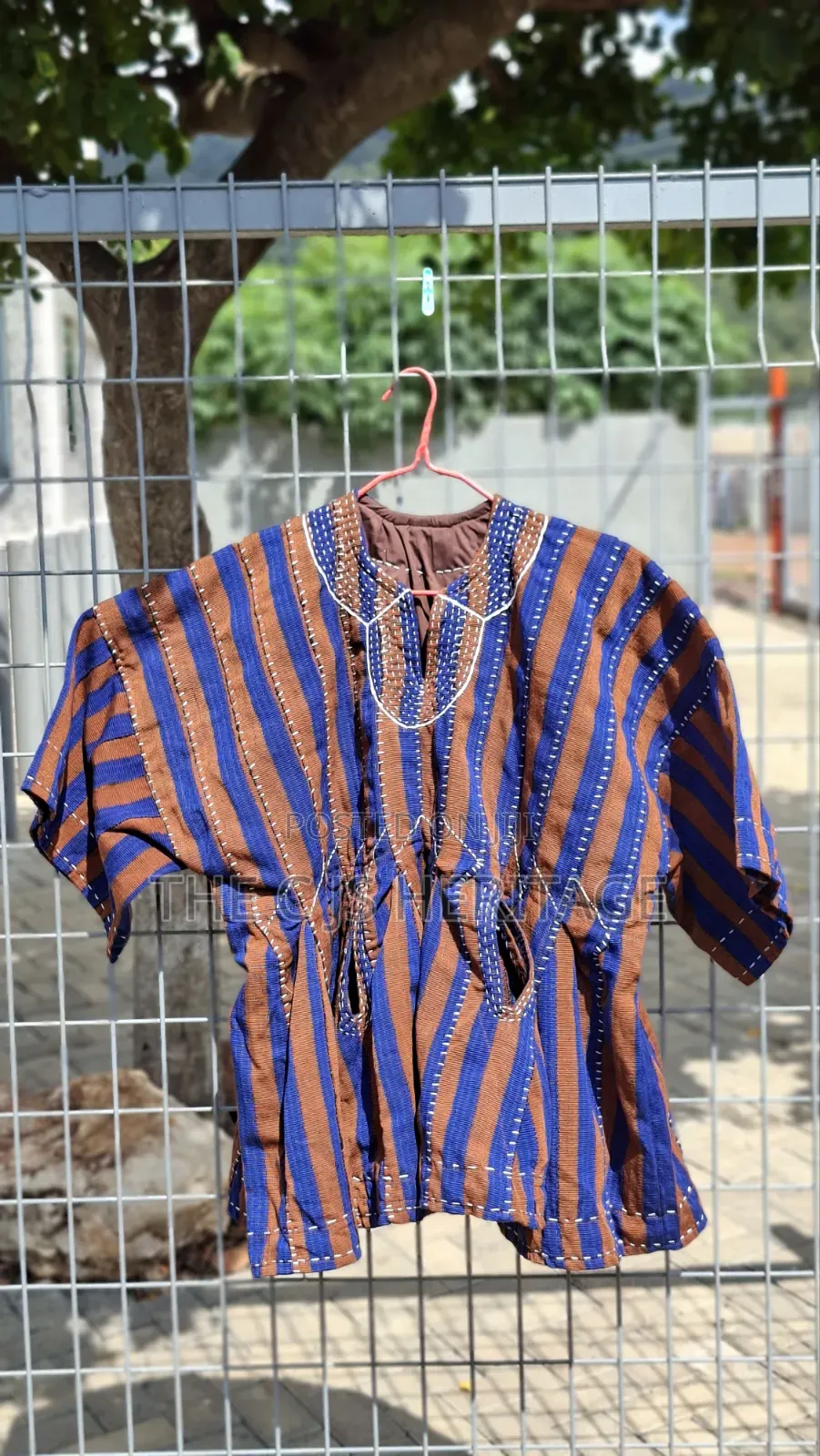 Blue & Brown Fugu Top | African Traditional Wear | Ghana Made