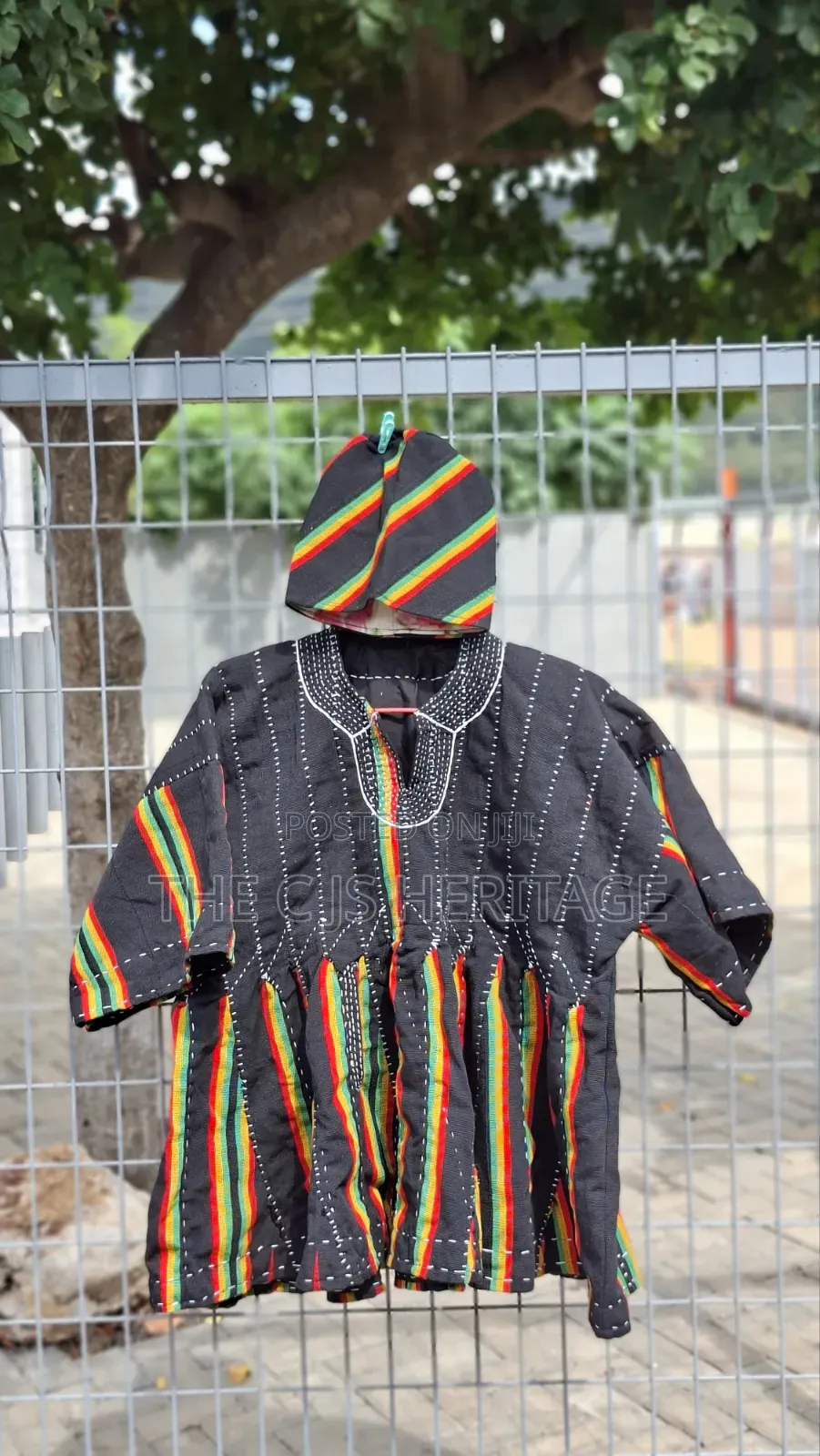 Blue & Brown Fugu Top | African Traditional Wear | Ghana Made
