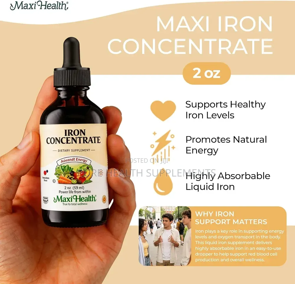 Maxi Health, Iron Concentrate, Natural Berry, Sensitive Stomach, 60 Ml