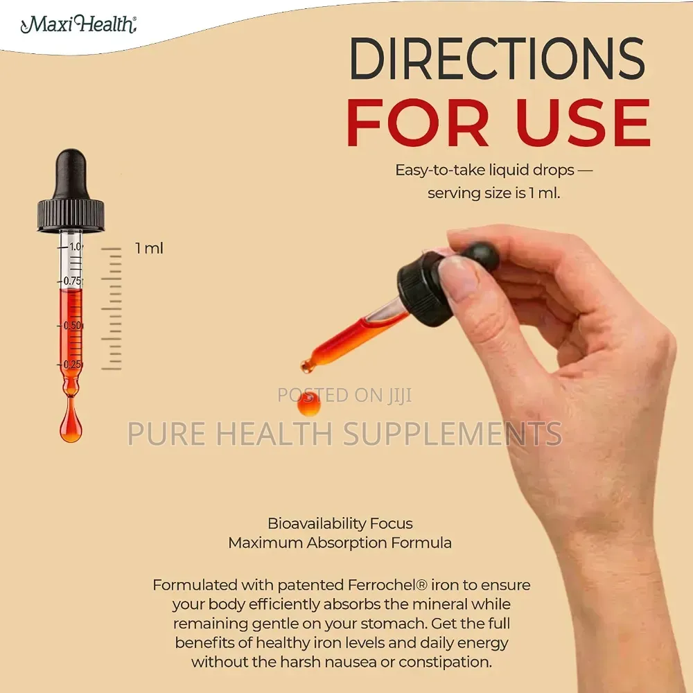 Maxi Health, Iron Concentrate, Natural Berry, Sensitive Stomach, 60 Ml