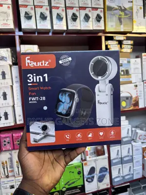 Fsudz 3-in-1 Smart Watch & Portable Mini Fan Combo (Model: FWT-28)