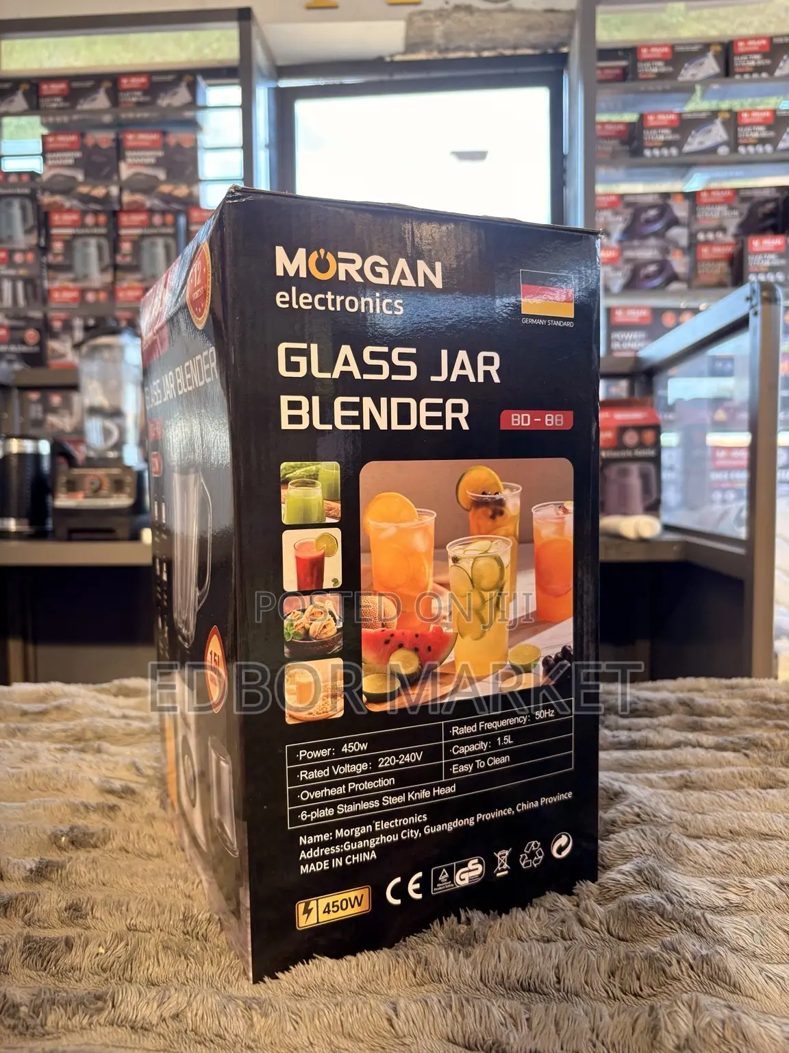 Morgan 1.5L 2-in-1 Glass Jar Blender BD-88 450W
