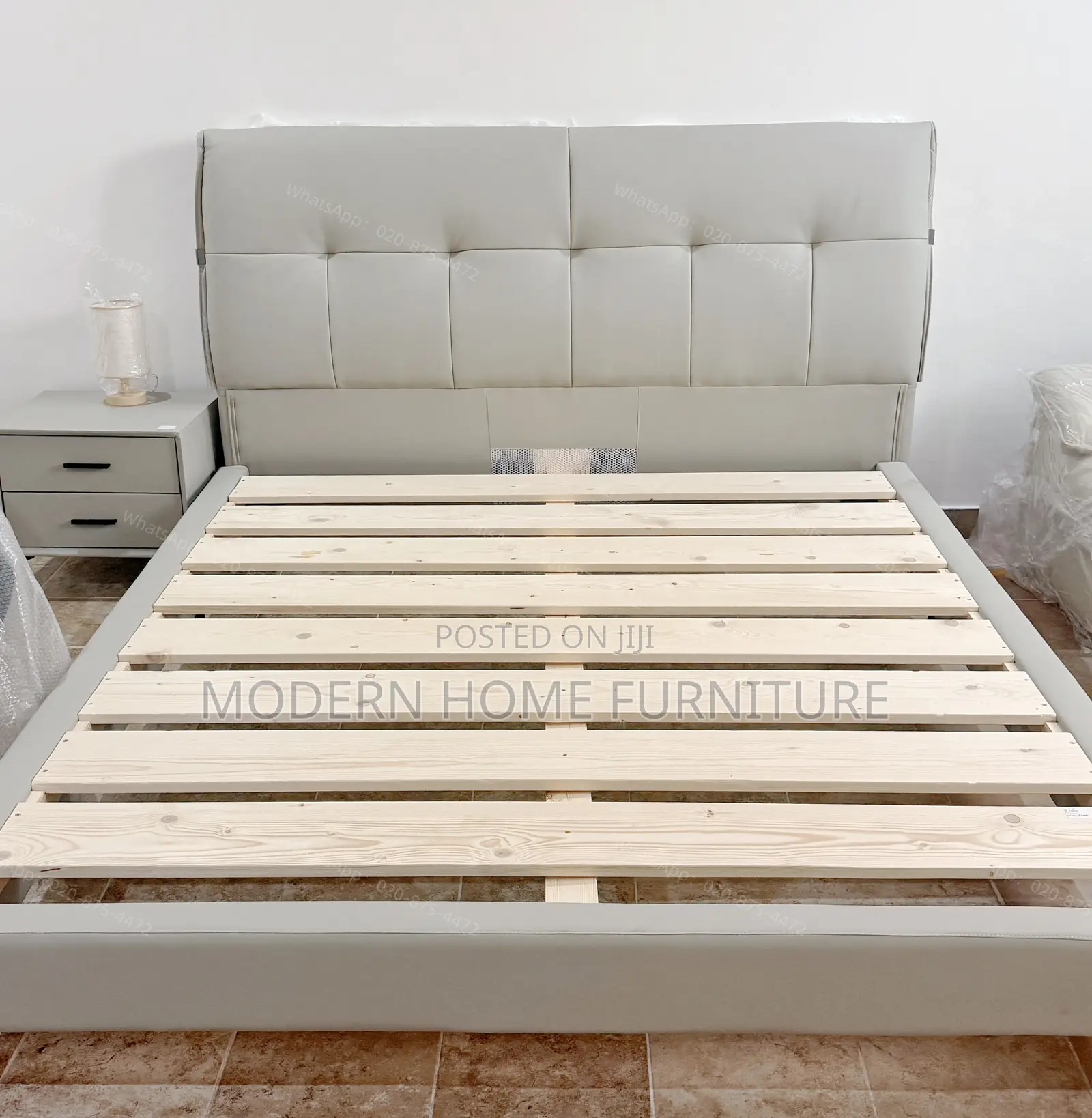 Grey PU Leather Bed | Imported | Stylish & Great Value | Opening Promo