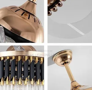 Luxury Black and Gold Crystal Fan Chandelier