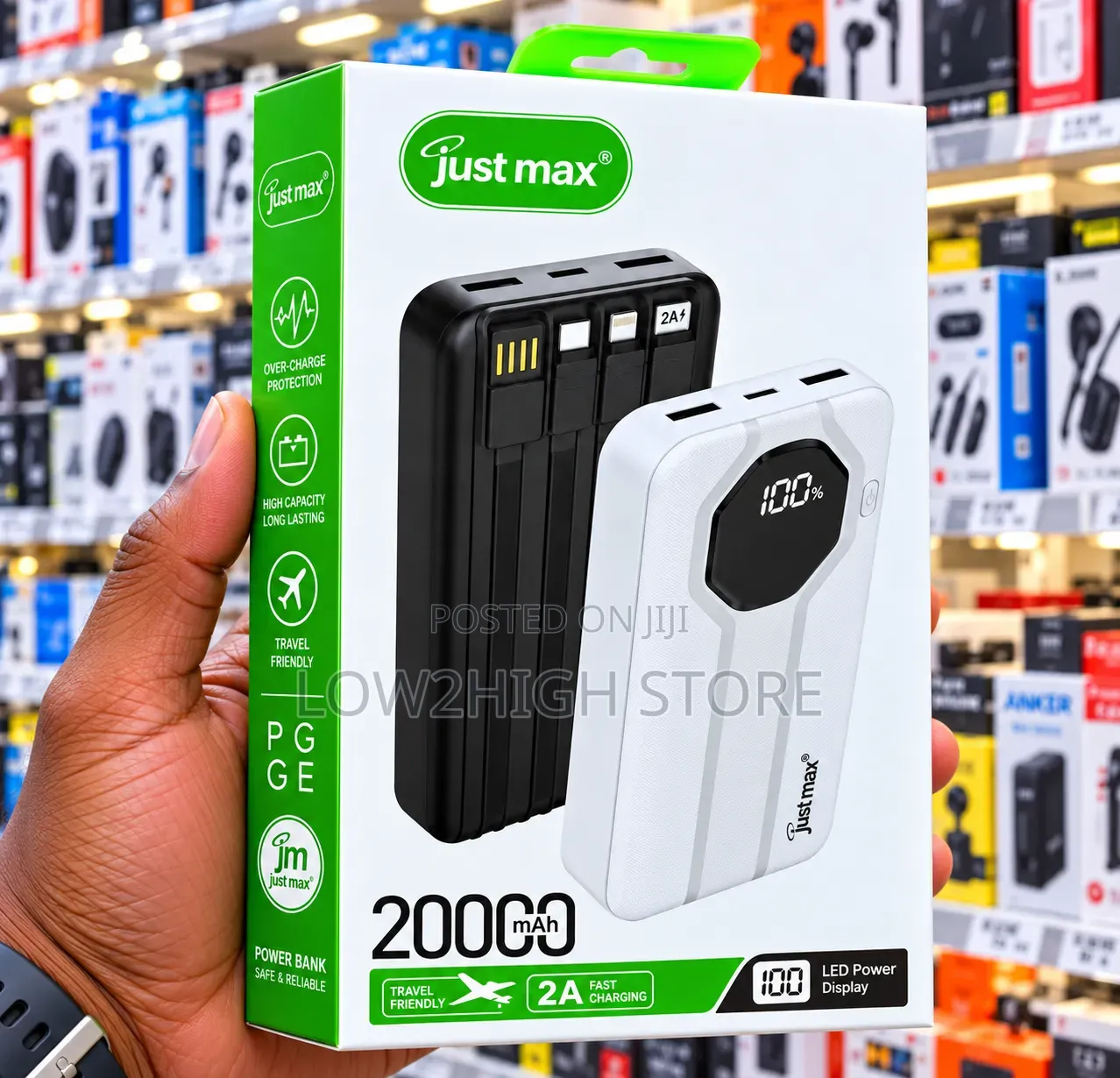 Just Max 20,000mAh 4-in-1 Power Bank - Low2High