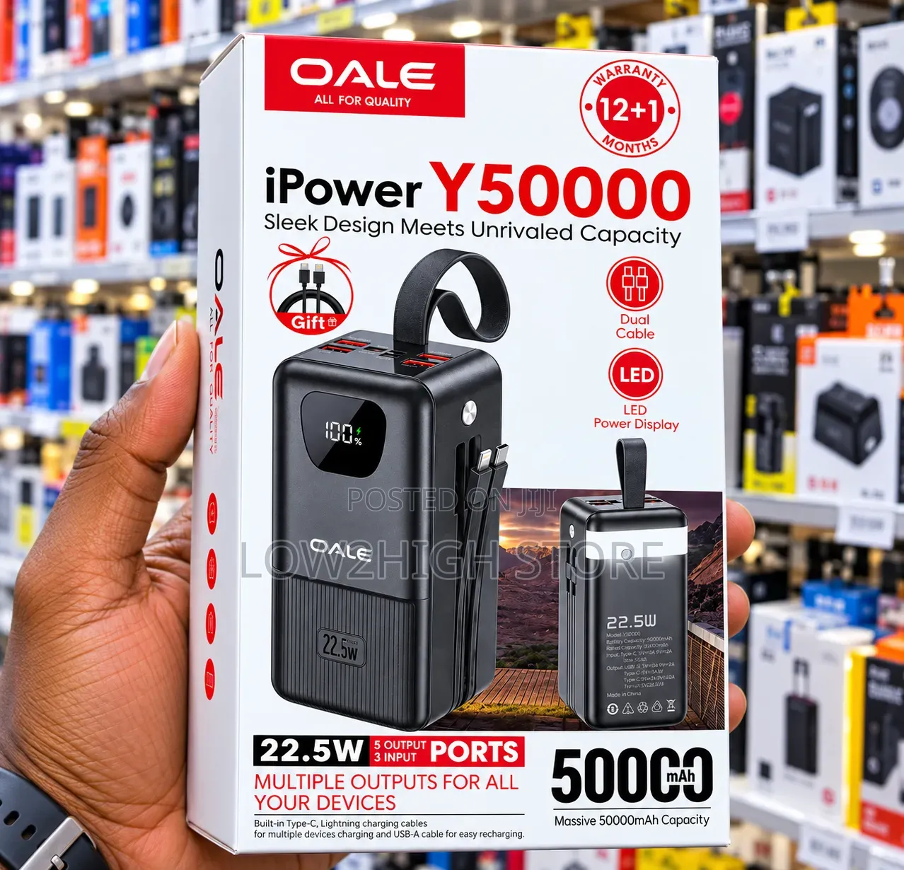 Oale iPower Y50000 50,000mAh 22.5W Power Bank - Low2High