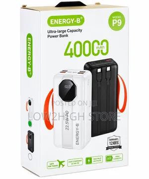 Energy-B P9 40,000mAh 22.5W Fast-Charging Power Bank - Low2High
