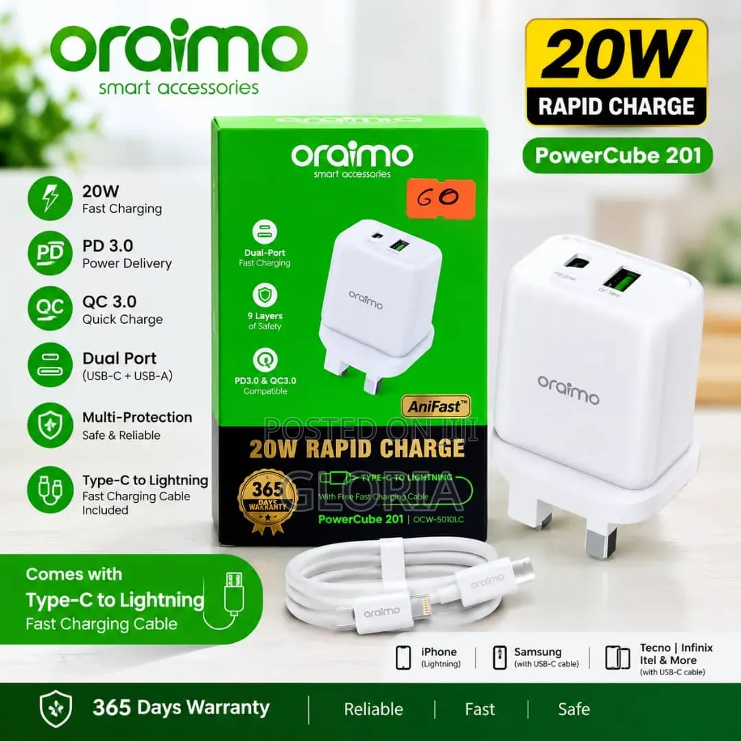 Oraimo 20W Rapid Charger (PowerCube 201)
