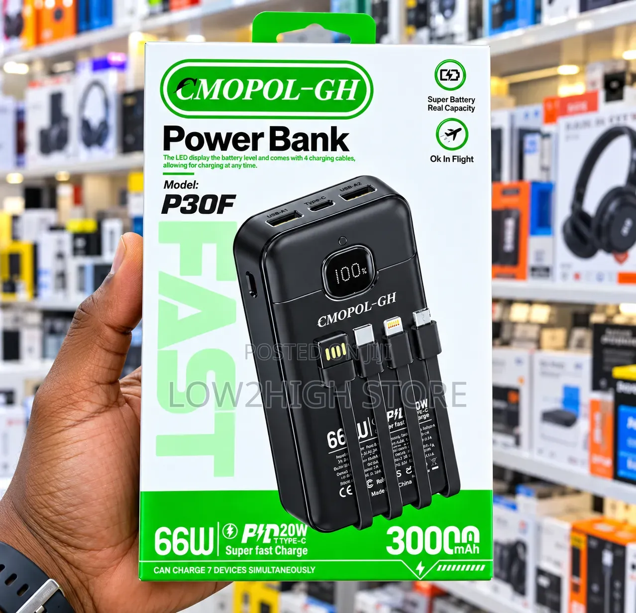 CMOPOL-GH P30F 30,000mAh 66W Super
Fast-Charging PowerBank - Low2High