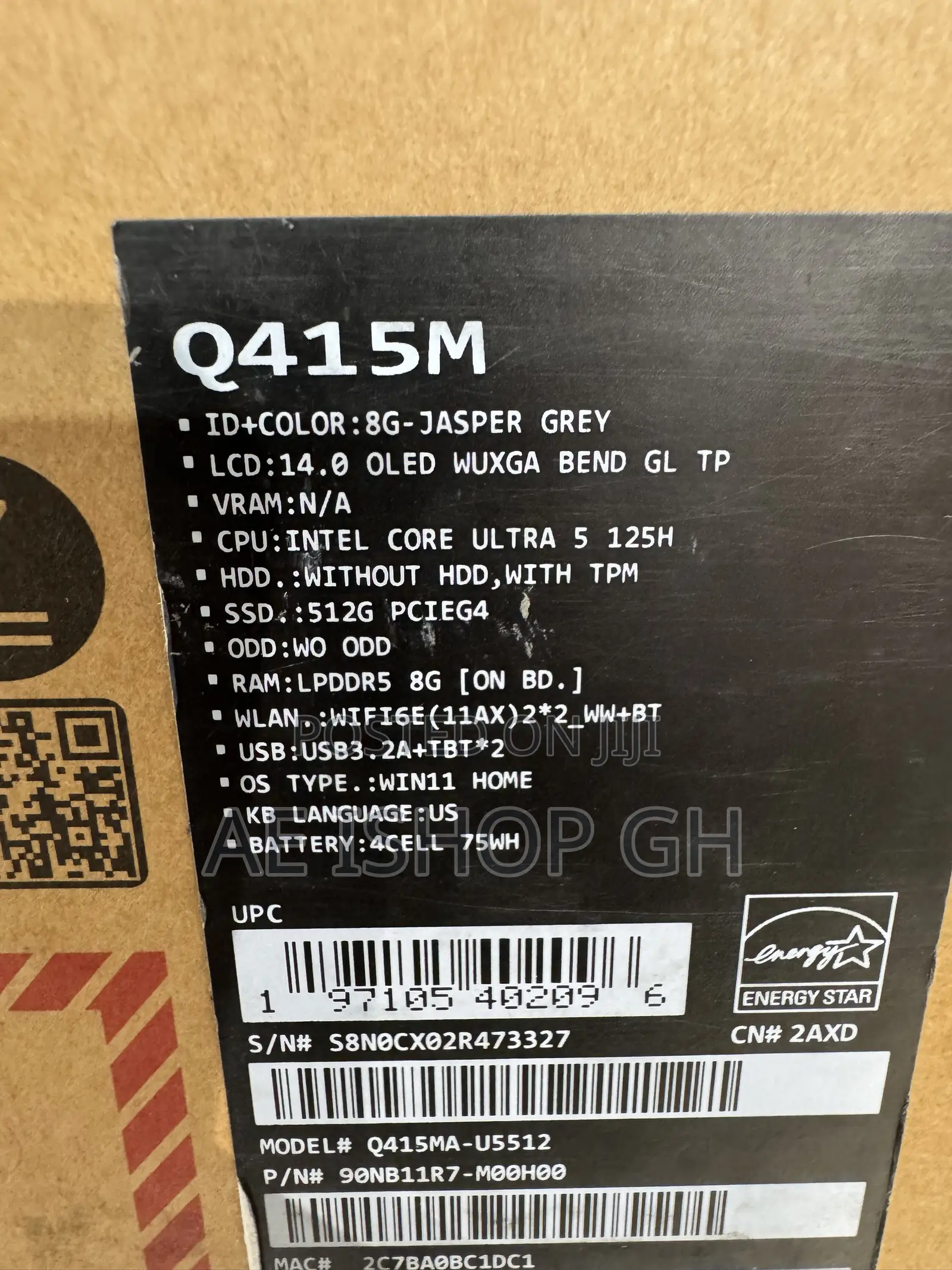 New Laptop Asus Zenbook 14 OLED 8GB Intel Core Ultra 5 SSD 512GB