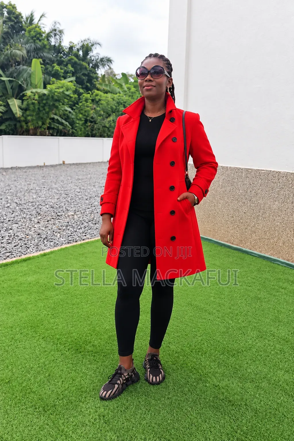 Exquisite Red Trench Coat for Ladies